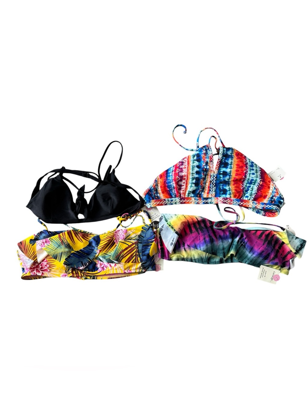 George Bikini Top Lot of 4 Junior XL Swim Tops NWT Tie-Dye Tropical